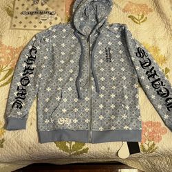 Blue Chrome Hearts Zip Up