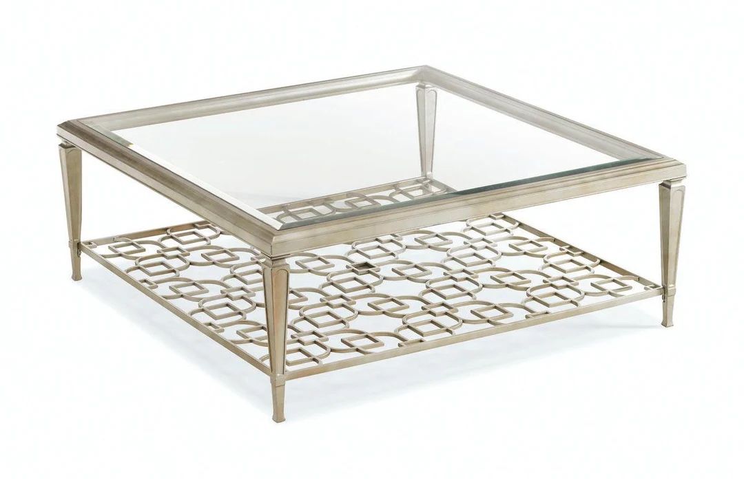 Caracole Designer 50” Square Taupe Silver leaf Coffee Table