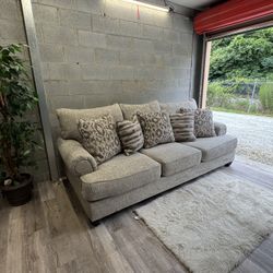 (Delivery) Large Grey 3-Seater Sofa / Couch with Pillows 