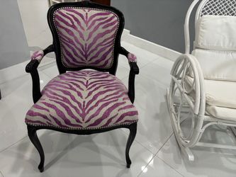 French Louis Style Armchair Purple Zebra Print