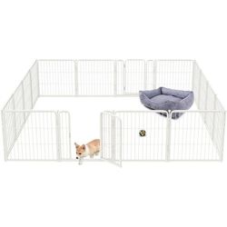 HomePlus Dog Playpen Indoor, 16 Panels 32" Height Dog Fence Exercise Pen for small Dogs, inside Pet Puppy Playpen with Silicone Foot Pads and Muffler 
