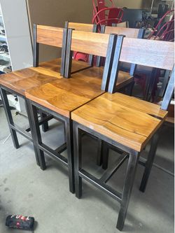 Metal and Wood Barstools