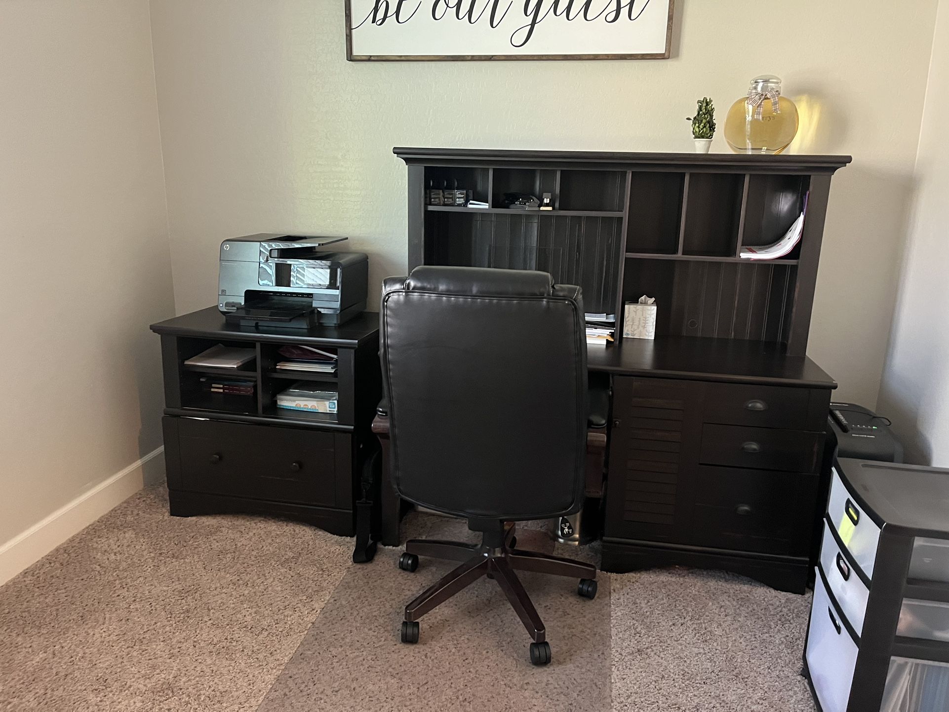 Desk And Filing Cabinet Cubby And Office Chair