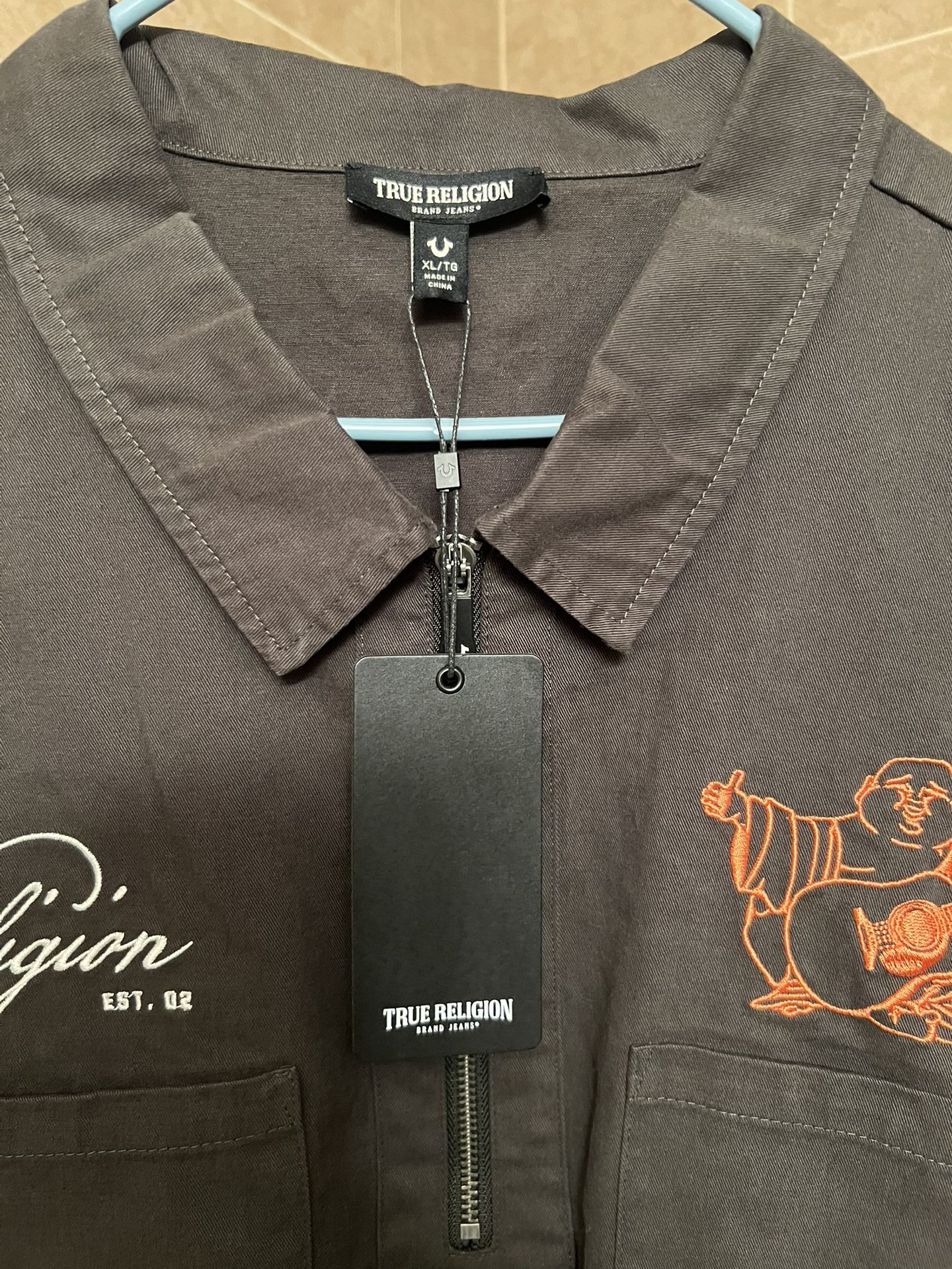 True Religion Double Pocket Zip Camp Shirt 