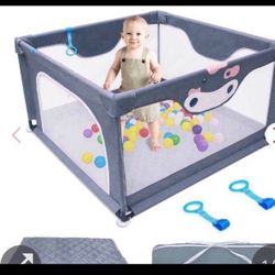 Baby Playpen With Mat - WGKLLY Play Pens For Babies And Toddlers, Safety Sturdy Baby Fence With Zipper Gate, Breathable Mesh, Easy To Assemble Play Ya