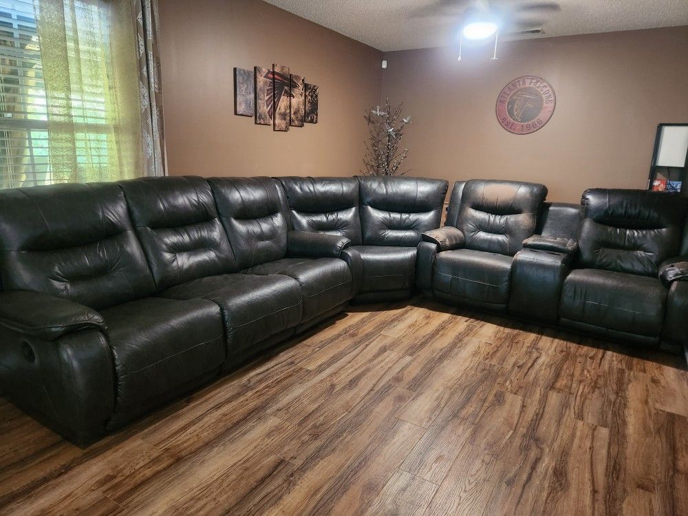 Faux Leather Power Sectional