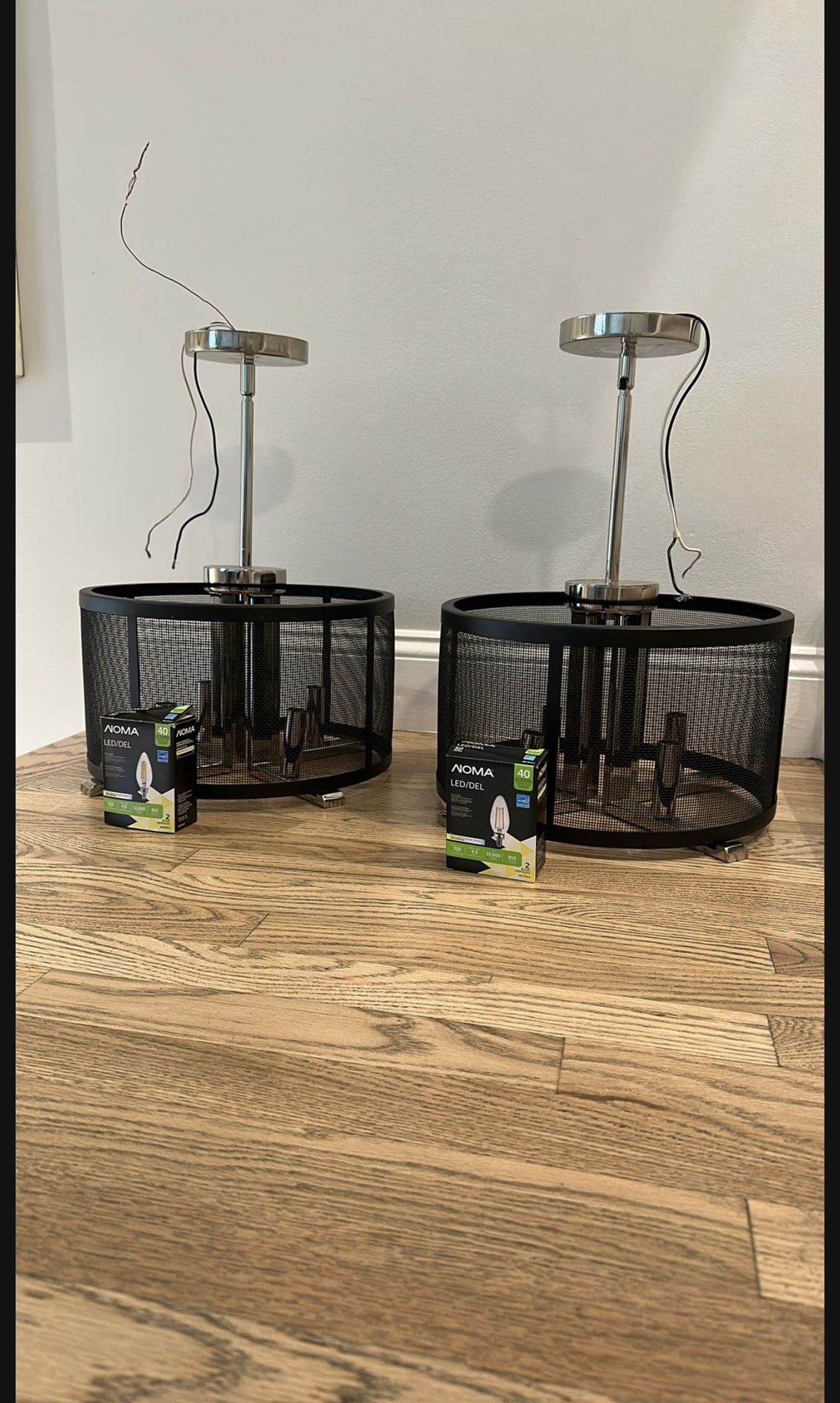 4 - Lights Black & chrome Chandeliers (set of 2)