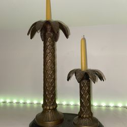 Palm Tree Candle Holder Set – Tropical Decor