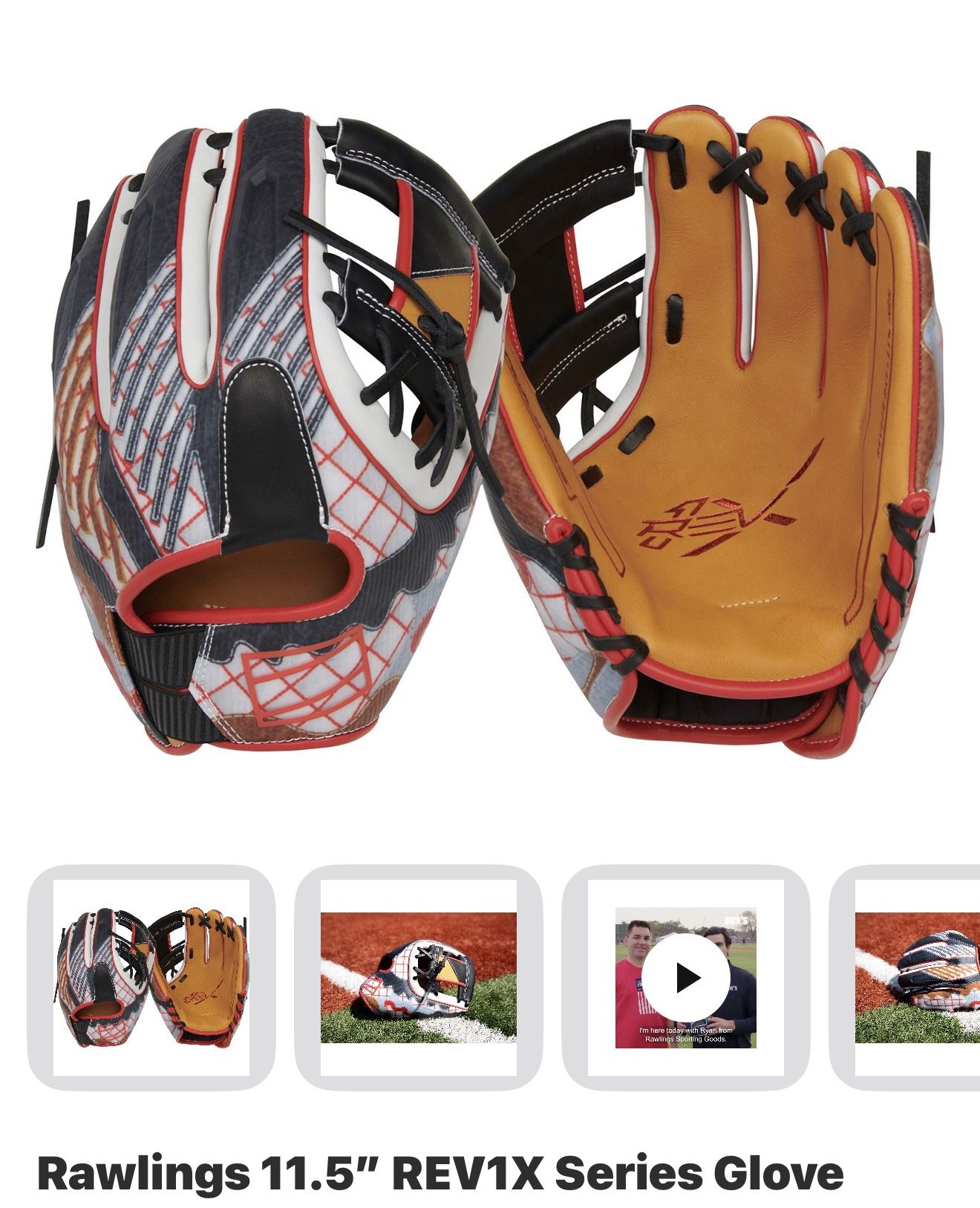 Rawlings Rev1x Baseball Glove 11.5”