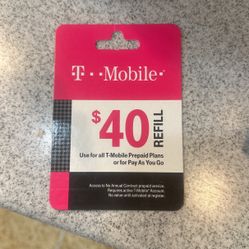 Tmobile $40 Refill Prepaid Card (NOT BEEN USED)