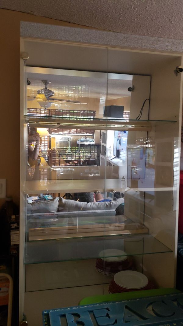 Handsome well-built China cabinet 80 inches tall 32" wide ...