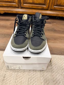 Jordan 1 Mid Black Trooper - Sequoia