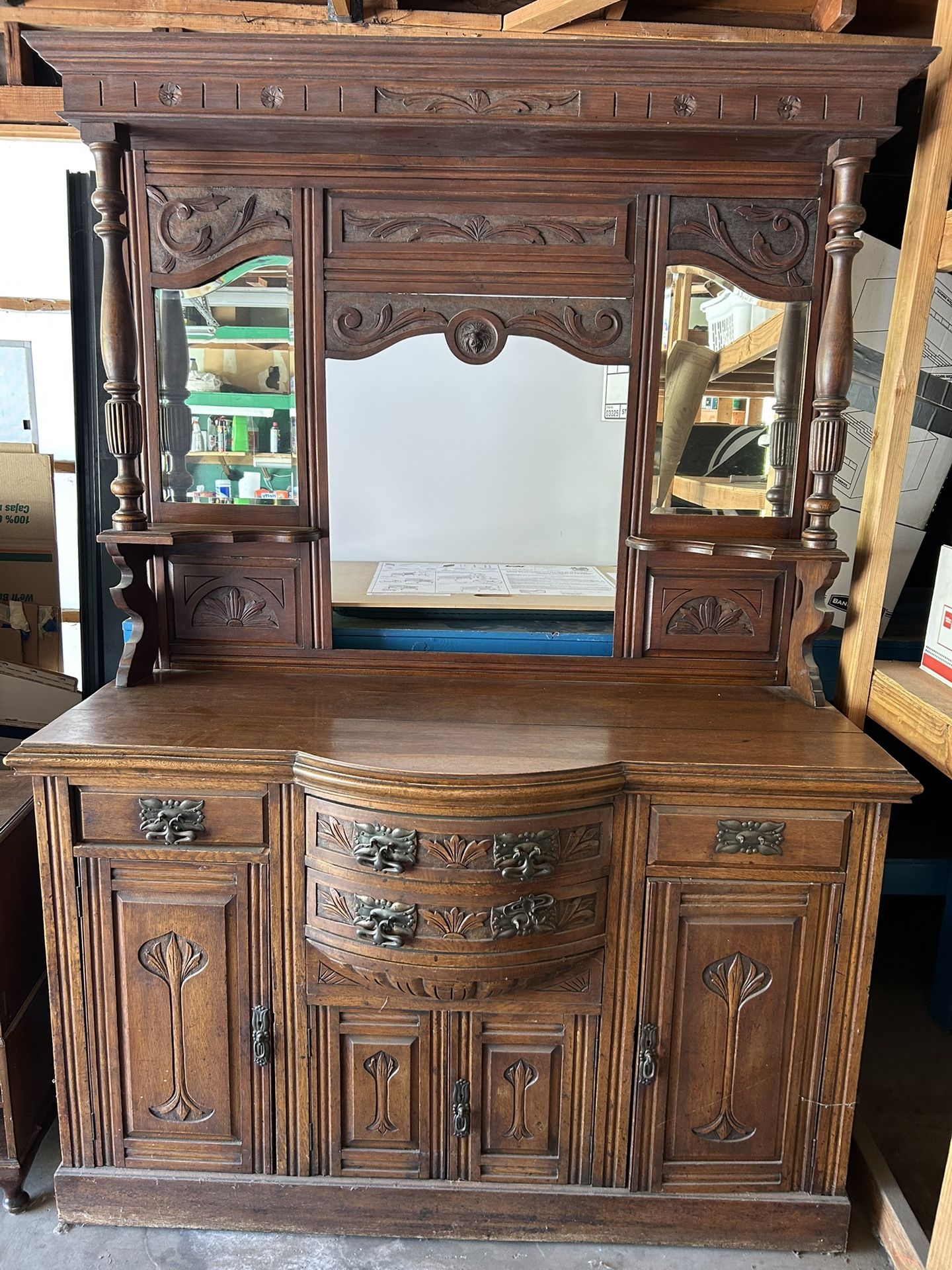 Victorian Oak Wood Buffet