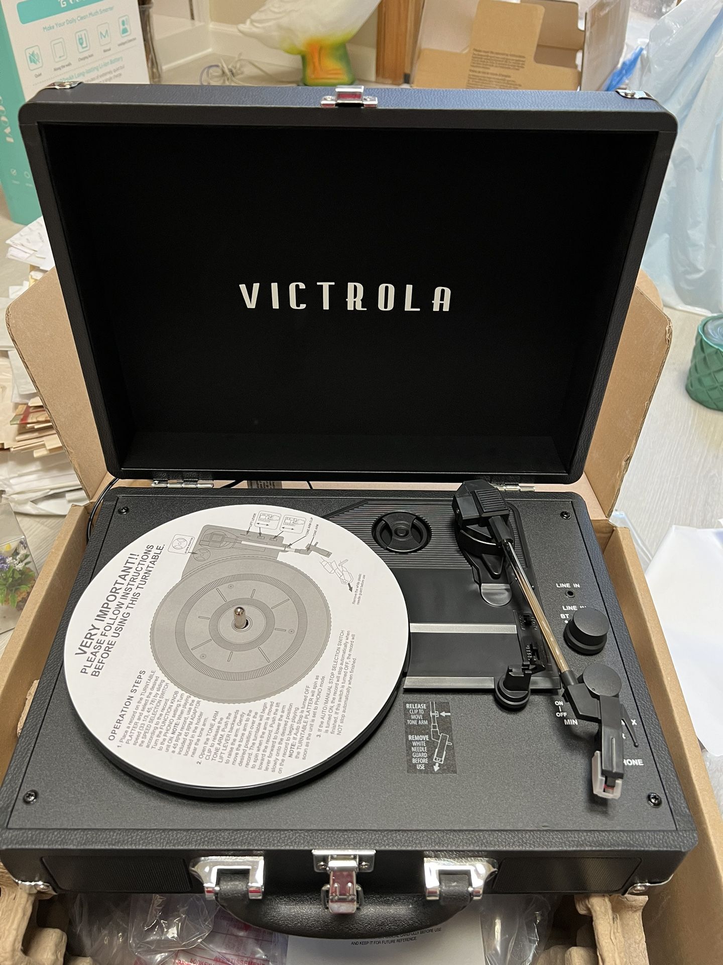 Bluetooth Turntable In Black Case - Brand New