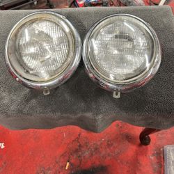 1958-66 VW Bug Hella Headlight Lens And Buckets  brackets and lights  