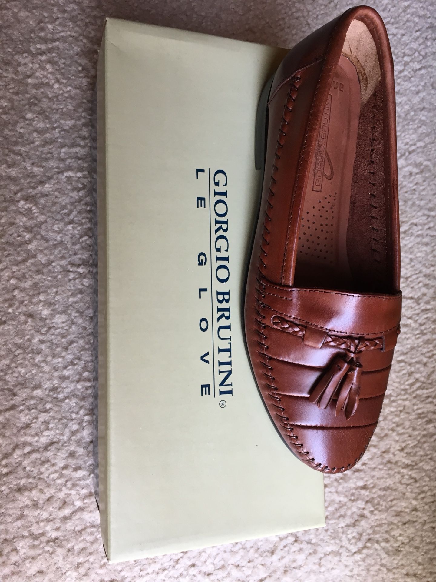 Giorgio Brutini Le Glove Slip On loafers dress shoes Brown Leather Size 7.5D