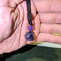 New Purple Crystal-Style Bead Pendant Necklace