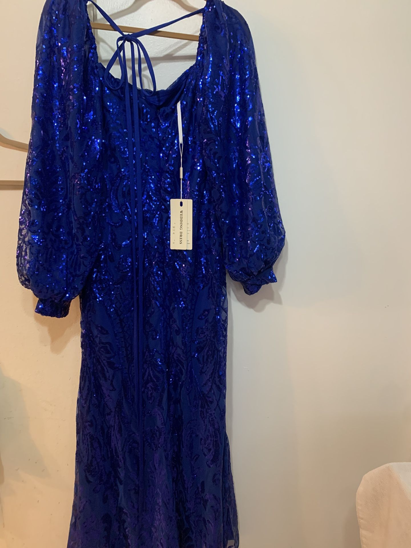 Blue Sequence Evening Dress