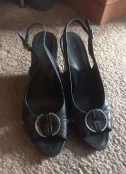Black Wedge Shoes Size 8