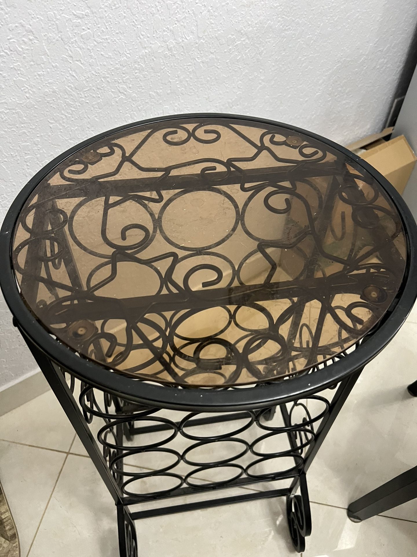 Iron Glass Top Wine Rack