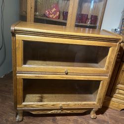 Oak glass doored book Case
