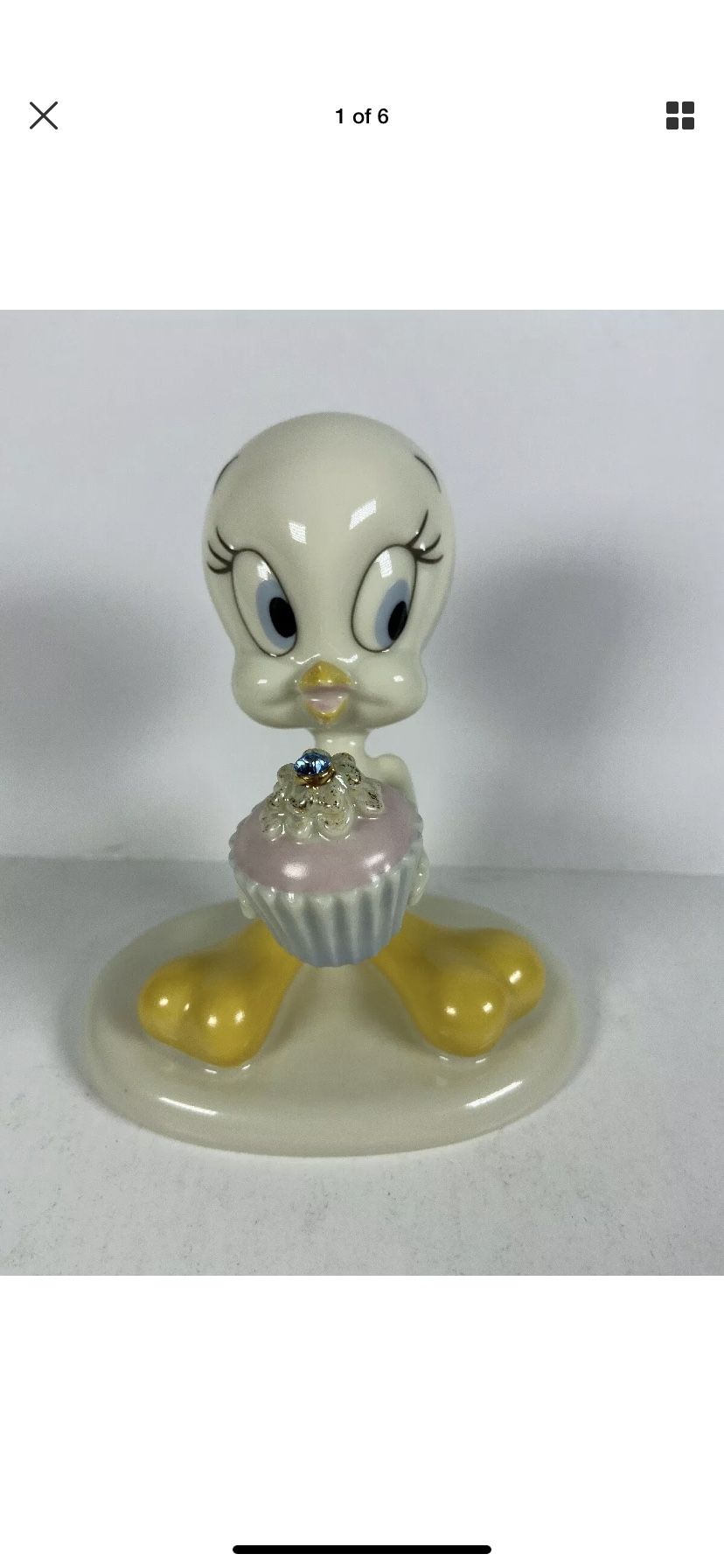 Lenox tweety bird with cupcake glass figure