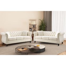 2 - Piece Velvet Living Room Set,living Room Couch Set , 2pcs Sofas , Living Room Sofas . Beige Velvet 