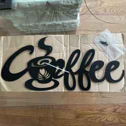 Black Wire Coffee Sign Decor