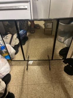 Tri-Fold Vanity Mirror Black Frame