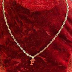 925 NEW SILVER Necklace With  F Pendant 