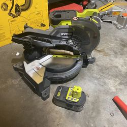 RYOBI ONE+ 18V Cordless 7-1/4 in. Compound Miter Saw with 4.0 Ah Battery and Charger
