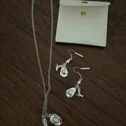 New Western Rodeo Cowboy Boots & Hat Necklace & Earrings