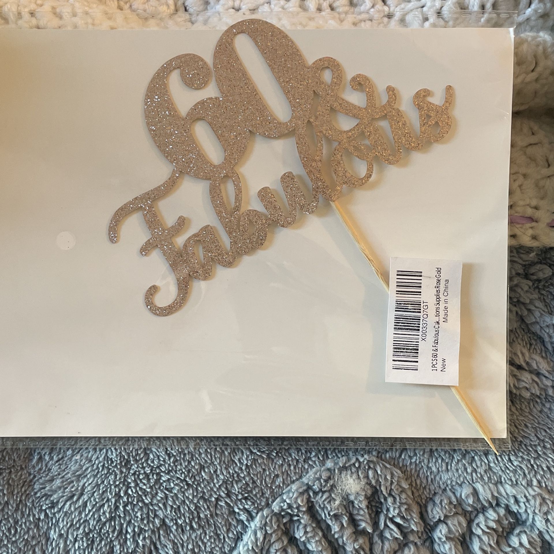 60th Birthday Glitter Cake Topper