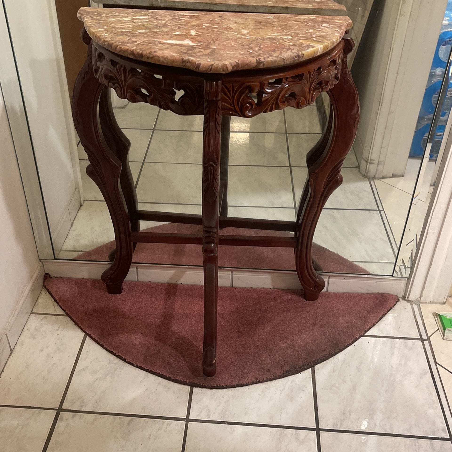 ESTATE SALE! Small Marble Top Foyer Table w/Solid Wood Frame