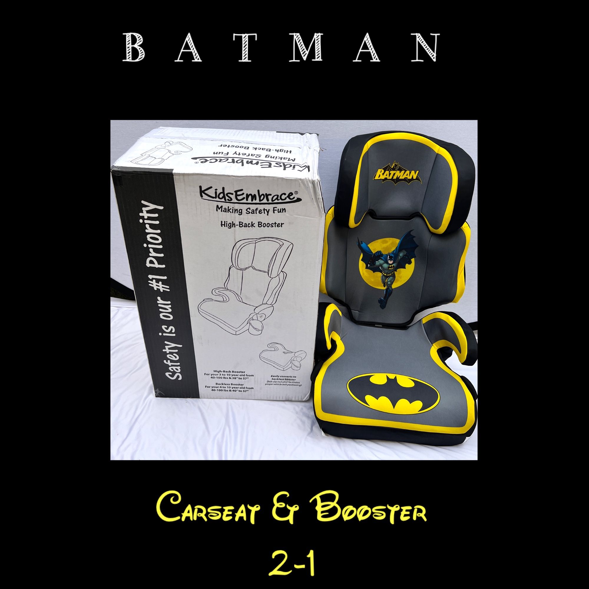 New Nuevo Carseat & Booster KIDS EMBRACE BATMAN
