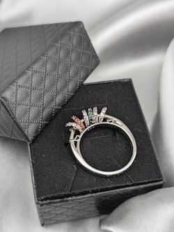 925 Sterling Silver Personalized Multi Family Birthstone Circles Ring," Family Together Forever" Birthstones Ring,