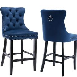 Blue Tufted Counter Height Chairs 