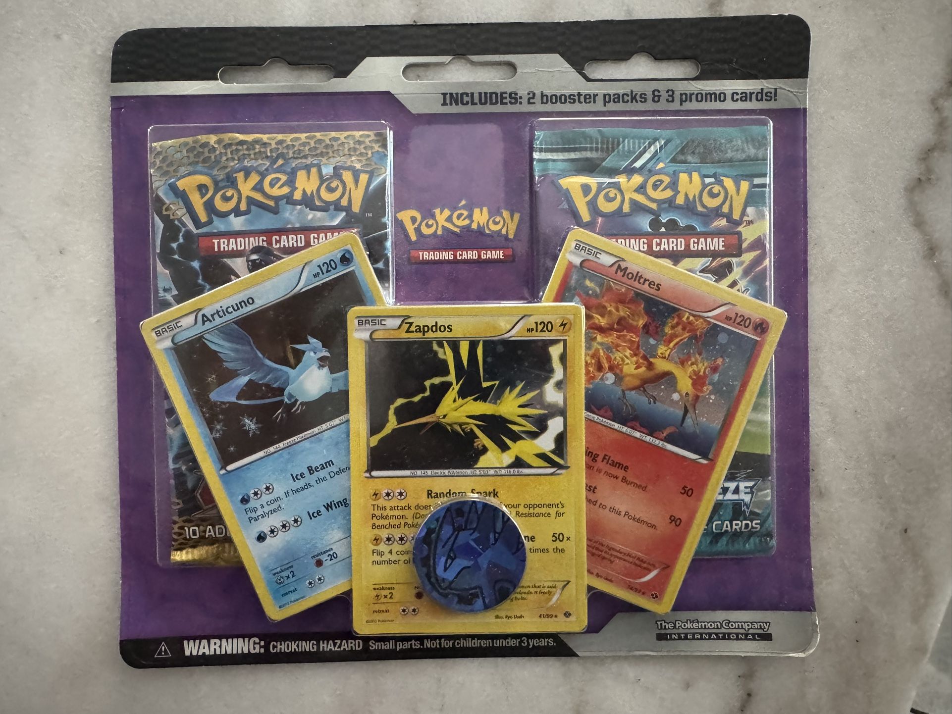 2 Pack Blister Black & White Zapdos,Articuno, Moltres promos