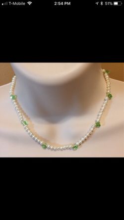 925 STER Silver Swarovski & Pearl Necklace 15.25”