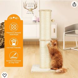 Cat scraper 32 inches high, 5.5 inches large diameter,  that screw is missing natural sisal, scratch resistant and durable, high scratcher for indoor 