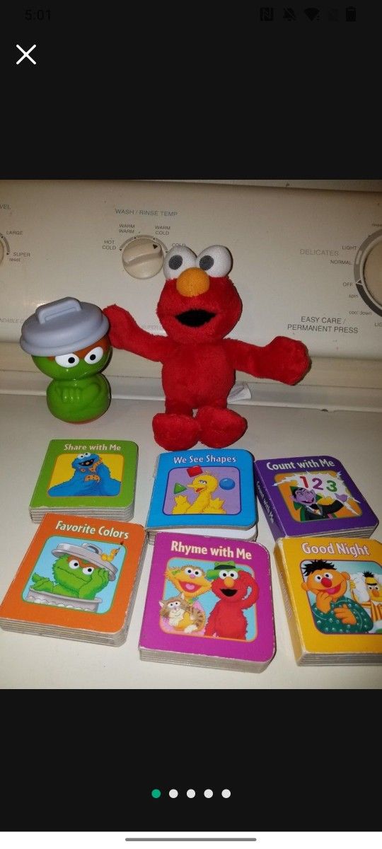 6 Sesame Street Board Books Plush Elmo And Roly Poly Grover