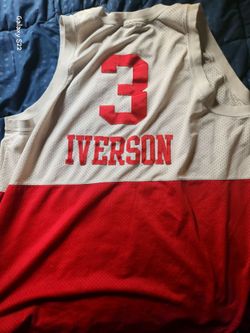 Iverson #3 Basketball Jersey White and Red