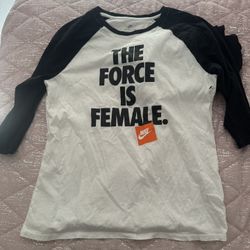 Womens Nike The Force Is Female 3/4 Length Shirt 