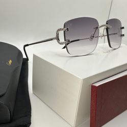 Cartier Big C Diamonds Platinum/Grey Wires Glasses