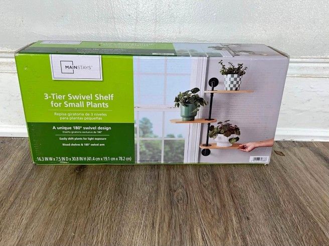 Mainstays Black & Tan Three Tier Swivel Wall Plant Shelf
