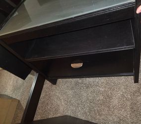 Black Nightstand with Glass Top