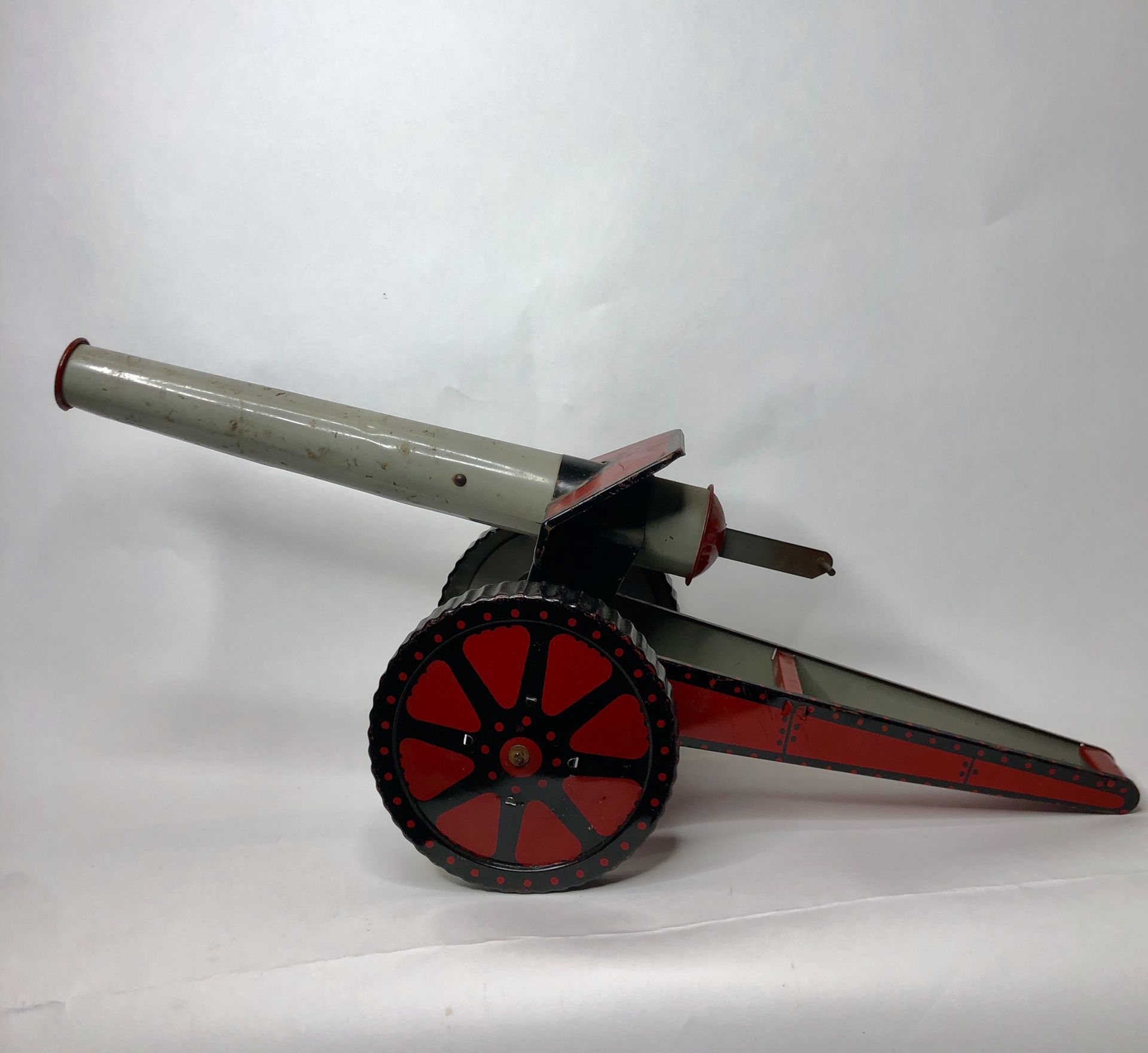 Antique 1930’s Tin Toy Cannon - Woodhaven Metal Stamping Co Collectible WORKS - Excellent Condition