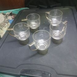 Silver Tea Glasses Vintage Set Of 5
