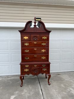 Authentic Henkel-Harris Cherry Bonnet-Top Highboy Dresser (1993)