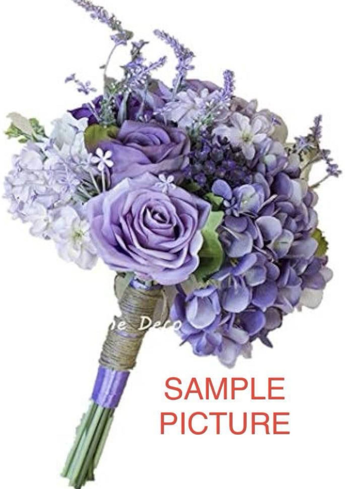 Tinge Time Deco Silk Mixed Floral Wedding Bouquet in Lavender Purple with lace